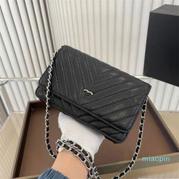 Famous Crossbody French Designer Classic Women Shoulder Bag Serial Number Luxury Brand Letter Flip Bag Stripe Caviar Leather New Hardware Chain