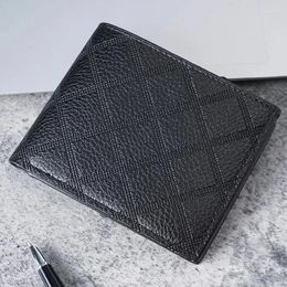 Wallets Men's Wallet Short Money Clip Youth Fashion Diamond Pattern Multi-card Large Capacity Coin Soft