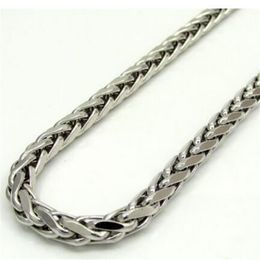 16-30 4mm 14k White Gold Franco Wheat Italy Spider Chain Necklace Mens3088