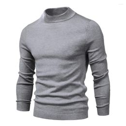 Men's Sweaters Autumn Winter Sweater For Men Solid Color Bottoming Pullovers Basic Round Neck Half High Collar Knitted Casual
