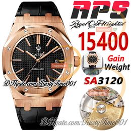 APSF V4 15400 (Gain Weight) SA3120 Automatic Mens Watch 41mm Rose Gold Black Textured Dial Stick Markers Stainless Bracelet Super Edition trustytime001Wristwatches