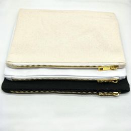 100pcs lot 7x10 Inches Blank Natural Cotton Cosmetic Bag 12 oz Natural Canvas Zipper Pouch Plain Blank Makeup Bag stock available 226K