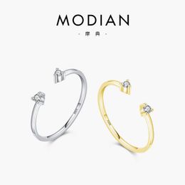 925 sterling silver ring female small Moissanstone Japanese and Korean style ins tide personality index finger folded ring opening tail ring Q231204