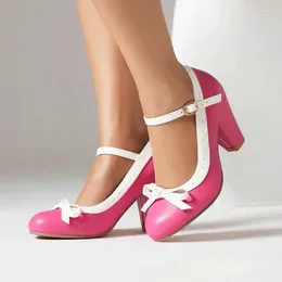 Dress Shoes 2023 Platform Heels Round Toe Women's With Straps Roman Style Brief Pumps Sandals Ladies Buckle Sweet Bow Casual African