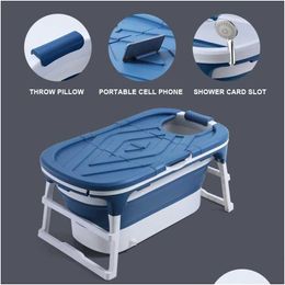 Bathing Tubs Seats Folding Bath Bucket Large Household Adt Sweat Steam Childrens Bathtub Foldable Tub R230818 Drop Delivery Baby Kids Dhbnj