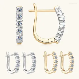 Stud Earrings Sparkling Real 2.5mm 0.06CT Full Moissanite Hoop For Women S925 Silver Earring Party Fine Jewellery Drop
