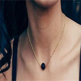 Chains Cross-border Foreign Trade Jewellery Twisted Flat Chain Black Cylindrical Pendant Women's Necklaces