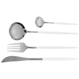 Dinnerware Sets Tableware Cracked Portable Flatware Cutlery Kit Steak Chip Bag Holder For Party Stainless Steel Fork Eating Utensils