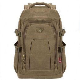 Men's Military Canvas Backpack Zipper Rucksacks Laptop Travel Shoulder Mochila Notebook Schoolbags Vintage College School Bag338o