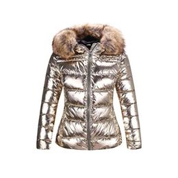 Womens Lightweight Puffer Jacket, Winter Coats for Women Warm Quilted Bubble Padded Hood Coat with Faux Fur Collar 762