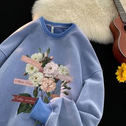 Men's Hoodies Sweatshirts Vintage Floral Graphic Men Sweatshirt 2023 Autumn Gothic Round Neck Pullover Hip Hop Streetwear Y2k 231202