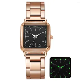 Wristwatches Noctilucent Digital Watch Gold Women Square Female Clock Top Golden Quartz StainleSteel Waterproof WristWatch