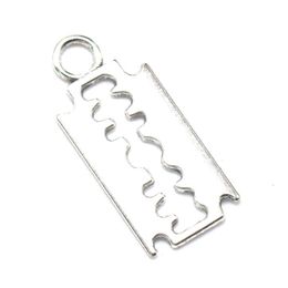 100pcs lot Alloy Silver Colour Razor Blade Charms Bracelet Choker Necklace Pendant Charms For Jewellery Making Handmade Craft 24 11mm238z