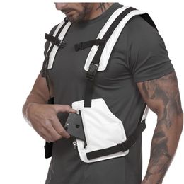 New Streetwear Tactical Vest Men Hip Hop Street Style Chest Rig Phone Bag Fashion Reflective Strip CargoWaistcoat with Pockets297c