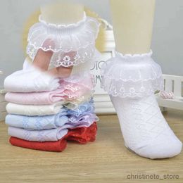 Kids Socks 3Pairs Cotton Eyelet Flower Socks Toddler Baby Child Girls Ruffle Lace Ankle Cotton Dress Socks Princess Summer R231204