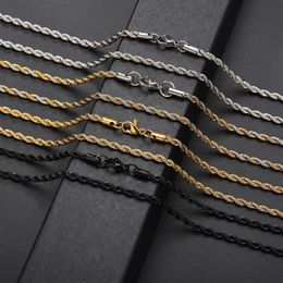 Punk Hiphop Necklace Chains ed Rope Stainless Steel For Women Men Gift Gold Silver Black South American Designer Jewelry Neck287j