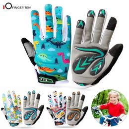 Cycling Gloves Upgraded Kids Non-Slip Bicycle Cycling Gloves Full Finger Gel Padding Glove Outdoor Road Mountain Bike Age 2-11 Drop Ship 231204