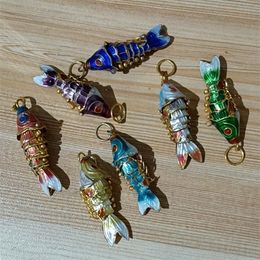 5pcs 4cm Handcraftsed Lifelike Sway Koi Fish Charms DIY Jewellery Making Charm Cloisonne Enamel Lucky Carp pendant Earrings Bracelet192r