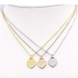 Jewerly Stainless Steel 18K Gold Plated Necklace Short Chain Silver Heart Necklace Pendant Locket Necklaces Chains For Women Coupl198O