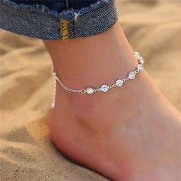 Anklets Fashion Crystal For Women Gold Silver Color Boho Anklet Strap Bracelet On The Leg Foot Bracelets Bohemian Jewelry305O