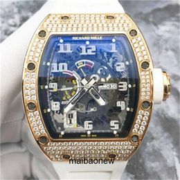 Automatic Mechanical Watches wristwatch Watch Swiss Women Watch Richare N Factoryes RM030 Men's 18K Rose Gold with Diamond Back Date WN-CRA8 YIFE9