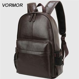 VORMOR Brand waterproof 14 inch laptop backpack men leather backpacks for teenager Men Casual Daypacks mochila male 220329250M