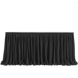 Table Skirt Polyester Black Party Wrinkle Resistant 6ft Solid Color Dining Birthday Decoration