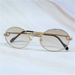 Brand Luxury Men Brand Designer Fashion Street Protect Vintage Round Metal Classic Shades Fill Prescription