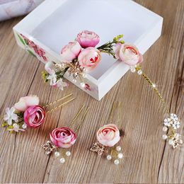 Headwear Hair Accessories Handmade Chiffon Dried Flower Hair Pin for Women BOHO Brides Wedding Tiara Artificial Flower Headdress Hair Clip Hair Jewelry 231204