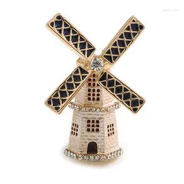 Brooches Korean Fashion Rhinestone Windmill Castle For Women Trendy Temperament Accessories Pint Corsage Fashionable Jewelry