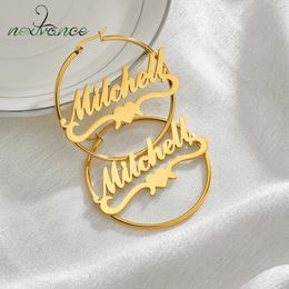 Hoop Huggie Nextvance Earrings Trend Personalised Stainless Steel Custom Name hoop Earring Nameplate Handmade For Women Jewellery Gift 231204