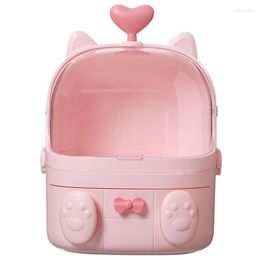 Jewelry Pouches Cat Shape Plastic Makeup Storage Box Cosmetic Organizer Make Up Container Desktop Sundry Case186e