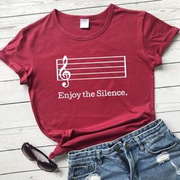 Women's T Shirts Enjoy The Silence T-shirt Harajuku Unisex Graphic Music Note Top Tee Shirt Funny Hipster Women Slogan Summer Cotton Tshirt