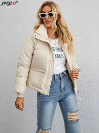 Women's Trench Coats 2023 Winter Slim Cropped Padded Coat Simple Basic Thick Warm Streetwear Puffer Jacket Korean Fashion Cotton-padded