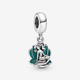 925 Sterling Silver The little Mermaid And shell Dangle Charm Fit Original European Charm Bracelet Fashion Jewellery Accessories194K