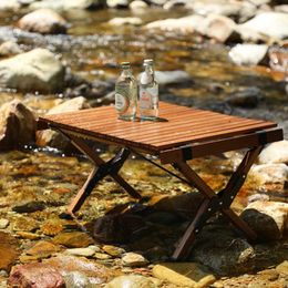Camp Furniture Outdoor Camping Beech Wood Roll-Up Table Convenient And Compact Campsite Essential