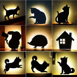 Night Lights LED Night Light Animal Shape Motion Sensor Control Smart Sound Wall Lamp Home Corridor Balcony Lighting Cute Cat Sleep Lamps YQ231204