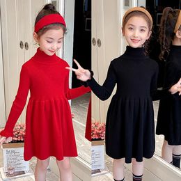 Girl's Dresses Autumn Winter Sweater Dress For Girls Long Sleeve Knitted Dress Christmas Party Princess Dress 3 4 6 8 9 Years Children Clothing 231204