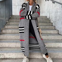 Women's Sweaters 2023 Spring Knitted Cardigan Women Striped Patchwork Autumn Winter Elegant Long Outerwear Maxi Y2k Sweater Coat Soft Jacket T231204