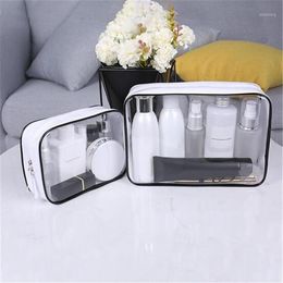 Transparent Cosmetic Bag for travel PVC Women Zipper Clear Makeup Bags Beauty Case Makeup Organiser Bath Toiletry Wash Bag1228i