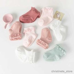 Kids Socks 3 Pairs/Lot Baby Socks Infant Newborn Socks Cotton Solid Color Lace Ruffle Baby Floor Socks Baby Girls Socks Clothes Accessories R231204