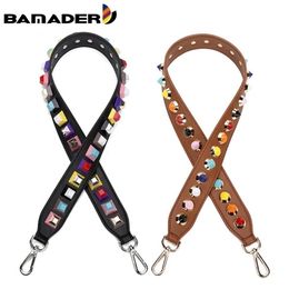 Woman Bag Straps High Quality Rivet Shoulder Straps Wide Bag Strap Collide Colour Joker Flower Strap Crossbody Parts Acessorios 220260a