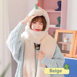 Berets Soft Dinosaur-shaped Beanie Velvet Fur Warm Winter Hat Cute Ear Protection Bucket Women Girl