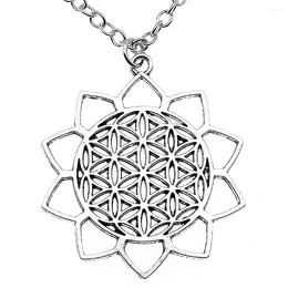 Pendant Necklaces 1 Piece 48x42mm Large Flower Of Life Charms Necklace For Women Drop Supplier Pendants Female Gift