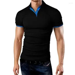 Men's Suits A3062 MRMT 2023 Brand T-shirt Lapel Casual Short-sleeved Stitching Men For Male Solid Colour Pullover Top Man