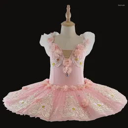 Stage Wear 2023 Pink Cake Flower Tutu Professional Adult Ballet Leotard Costumes Ballerina Women Dance Clothes Kid Child Girls