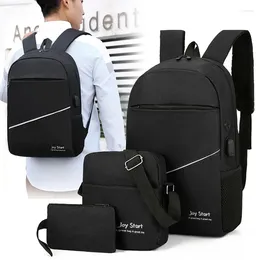 Backpack 3PCS Set Men's USB Charging Business Laptop Backbag Multifunctional Bag Men Waterproof Travel Rucksack Man