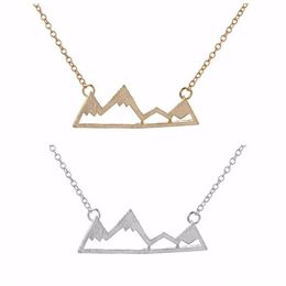 Fashionable mountain peaks pendant necklace geometric landscape character necklaces electroplating silver plated necklaces gift fo205P