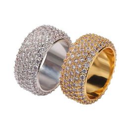 Men Women Bling Ring CZ 360 Eternity Hiphop Ring 18K Gold Plated Cubic Zirconia Micro Pave Diamond Ring Whos284t