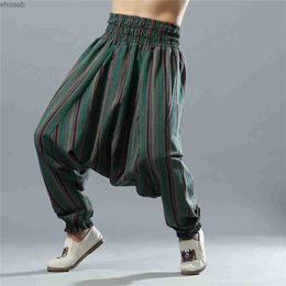 Men's Pants Men Yoga Pants Loose Wide Leg Cotton Linen India Nepal Harem Yoga Trousers Casual Sports Crotch Pants Bloomers for Men YQ231204